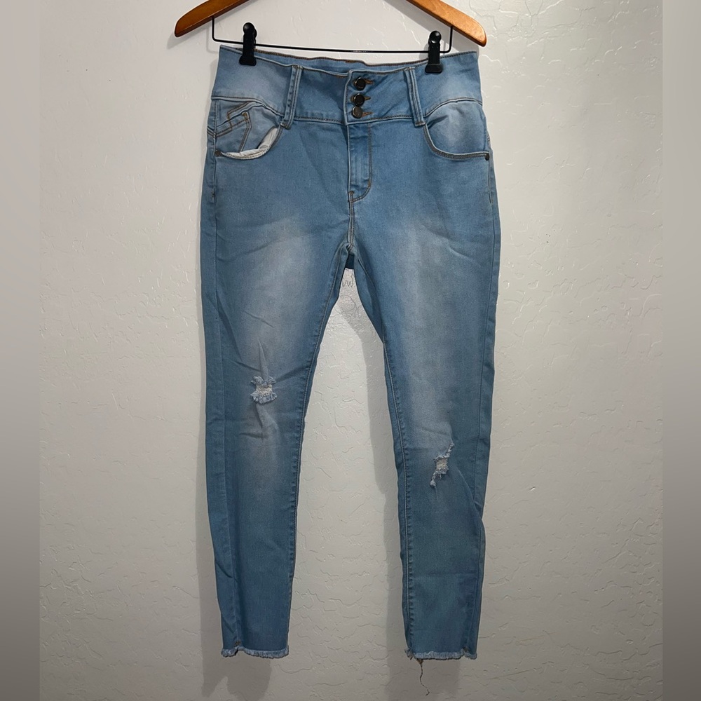 L’square Light Blue Distressed Skiny Jeans size 9